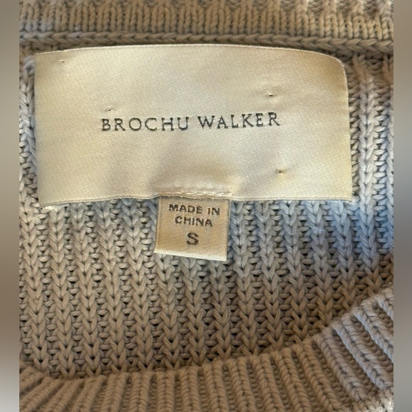 Brochu Walker Like NWOT Light Gray Cotton Knit Luxury Crew Neck Sweater Small - Picture 5 of 10